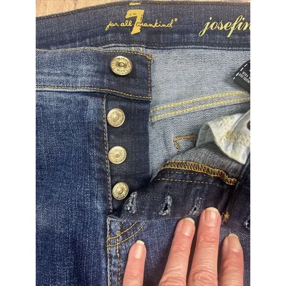 7 for All Mankind Distressed Josefina Skinny Boyfriend Denim Blue Jeans Size 26 - Picture 6 of 7